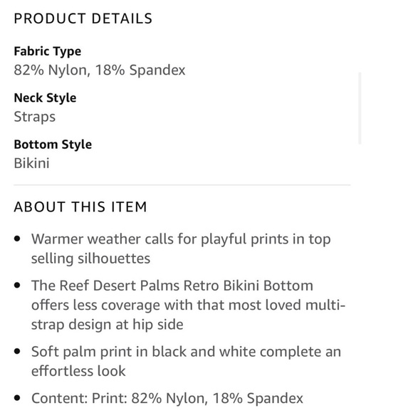 🆕 Reef Desert Palm Retro strappy bikini bottoms black white neutral - Picture 8 of 10